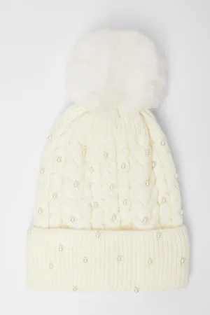 Quiz Womens Pearl Herringbone Knitted Hat - One Size