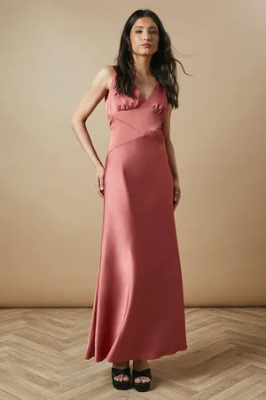 Oasis Womens Occasion Velvet Tie Satin Maxi Dress - - Size 8 UK