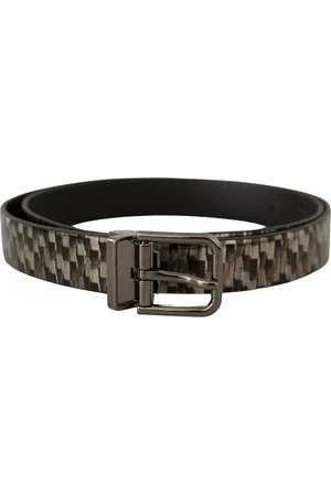 Dolce & Gabbana Mens Herringbone Leather Gray Belt - Size 90 cm