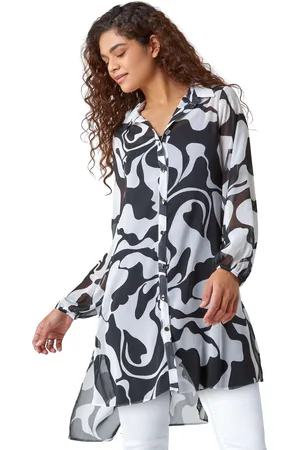 Roman Womens Abstract Print Longline Blouse - - Size 12 UK