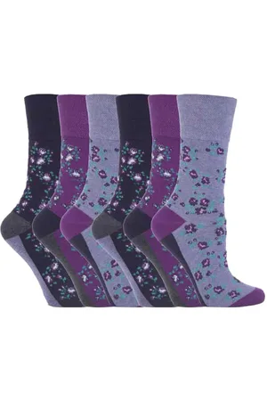 Gentle Grip Womens - 6 Pairs Ladies Non Elastic Socks - GG57 - Cotton - Size UK 4-8