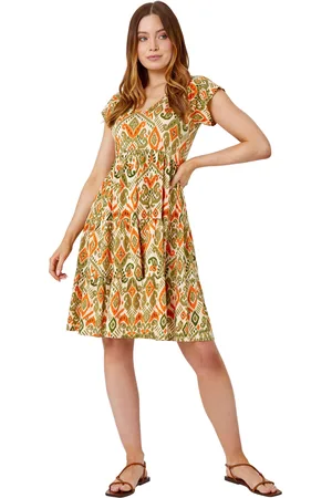 Roman Womens Aztec Print Tiered Tea Dress - - Size 18 UK