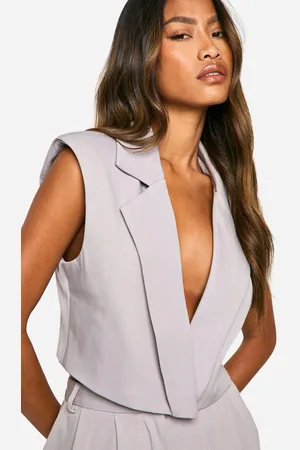 Boohoo Womens Plunge Shoulder Pad Waistcoat - - Size 10 UK