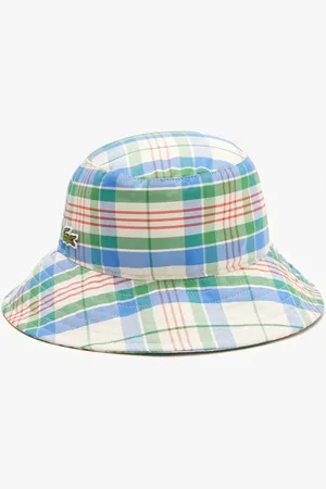 Lacoste Mens Accessories Cotton Blend Checked Bucket Hat in Multi colour - - Size Small