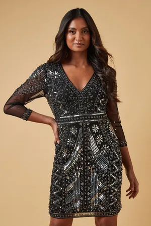 Oasis Womens Occasion Mesh Embellished Mini Dress - - Size 6 UK