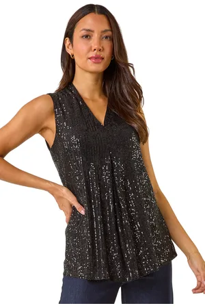 Roman Womens Sequin Front Pleat Vest - - Size 10 UK