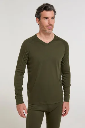 Mountain Warehouse Mens Talus V Neck Thermal Top ( Green) - Size Large