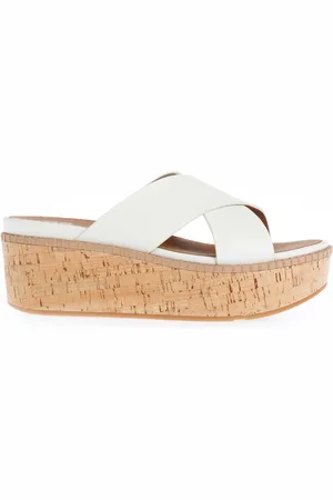 FitFlop Womens Fit Flop Eloise Leather Wedge Cross Slide Sandals in Leather (archived) - Size UK 7