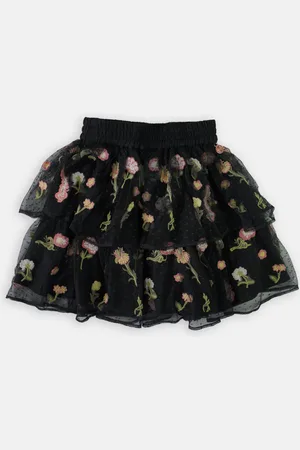 Angel & Rocket Girls Una Embroidered Tiered Skirt - - Size 11Y