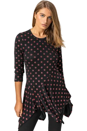 Roman Womens Shimmer Spot Hanky Hem Tunic Top - - Size 10 UK