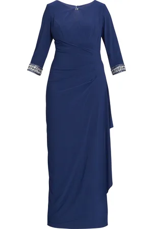 Gina Bacconi Womens Long Jersey A-Line Dress With Keyhole Cutout Neckline & Embellishment Detail - - Size 16 UK