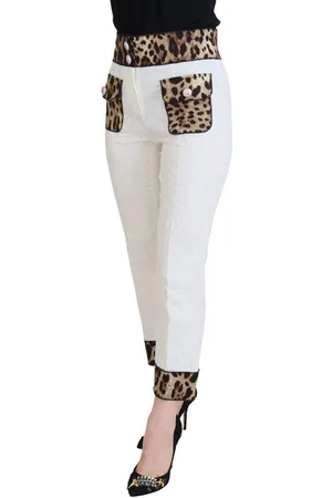 Dolce & Gabbana WoMens Leopard Print High Waist Pants Cotton - Size EU 36 (Womens)