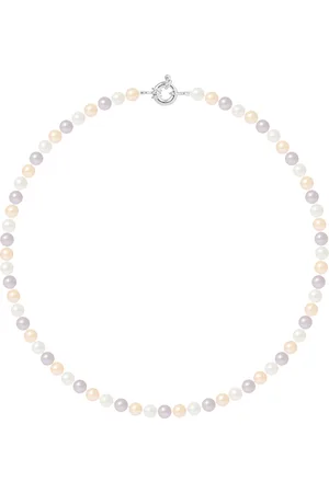 Diadema Womens - Necklace - Real Freshwater Pearls - Pastel - Silver - One Size