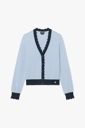 Kate Spade Womens Scalloped Colorblock Cardigan - - Size X-Small