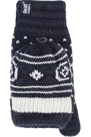 Heat Holders Womens Ladies Warm Fairisle Patterned Thermal Fingerless Converter Gloves - - One Size