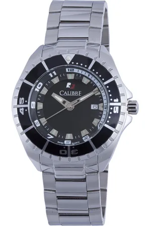 Calibre Mens Sea Knight Swiss Made Movement Watch Stainless Steel Strap Black Dial - One Size