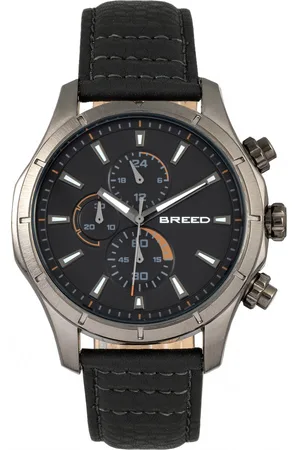 Breed Mens Lacroix Chronograph Leather-Band Watch - Stainless Steel - One Size