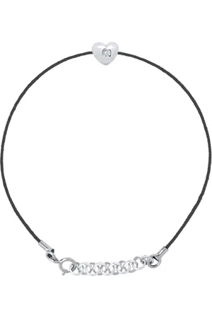 Diadema Womens - Bracelet - Black Nylon - Heart - Real Diamond - - One Size
