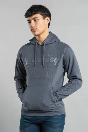 Tokyo Laundry Mens Raised Rubber Print Hoody With Drawcord - Size X-Large