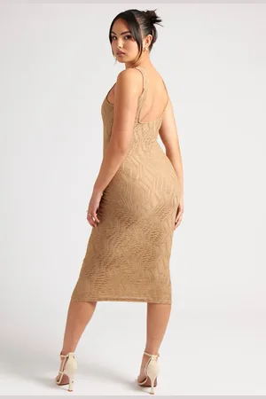 Urban Bliss Womens Textured Scoop Back Midi Dress - Size 10 UK