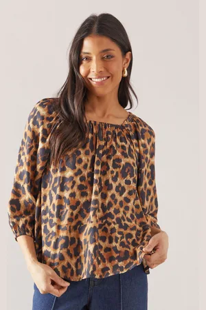 wallis Womens Leopard Square Neck Top - viscose - Size 10 UK