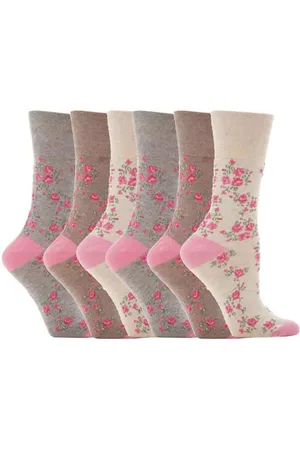 Gentle Grip Womens - 6 Pairs Ladies Non Elastic Socks - GG33 - Cotton - Size UK 4-8