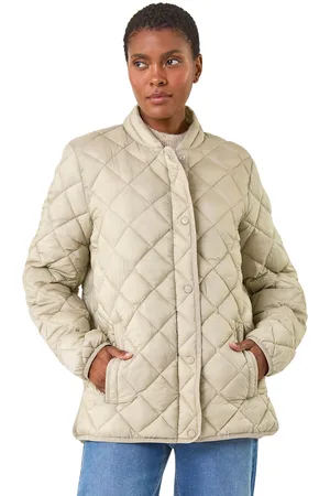 Roman Womens Diamond Quilted Funnel Coat - - Size 10 UK