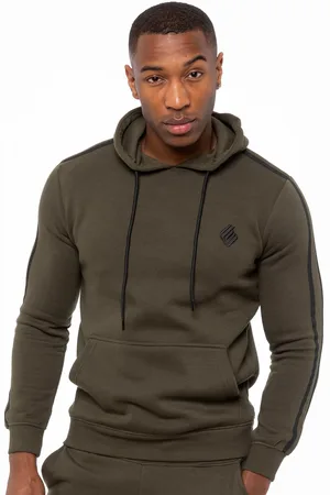 Enzo Mens Pullover Striped Hoodie - Cotton - Size Medium