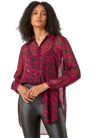 Roman Womens Collared Animal Print Blouse - - Size 10 UK