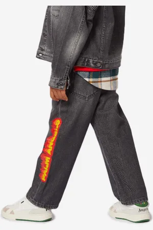 Palm Angels Boys Flames Logo Jeans in - Size 10Y