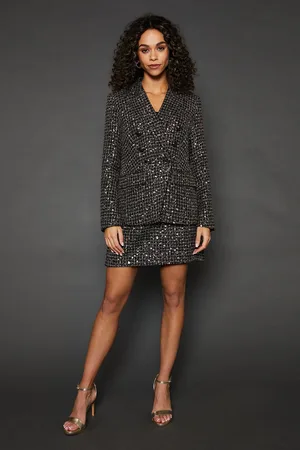 wallis Womens Boucle Double Breasted Blazer - - Size 12 UK