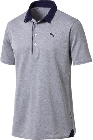 PUMA Diamond Jaquard /Navy Performance Fit Mens Golf Polo Shirt 576125 01 - Size Small