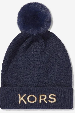 Michael Kors Girls Logo Pull On Hat in Navy - - Size 10-12Y