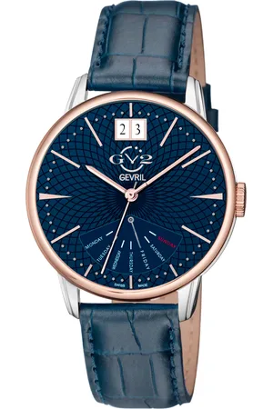 GV2 by Gevril Rovescio Mens Stainless Steel Case Genuine Leather Strap Watch - - One Size