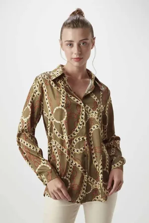 Gusto Womens Printed Satin Shirt in - Size X-Small