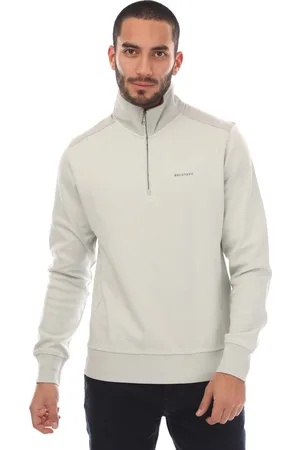Belstaff Mens Cotton Fleece Alloy Quarter Zip Sweatshirt in - Size Large