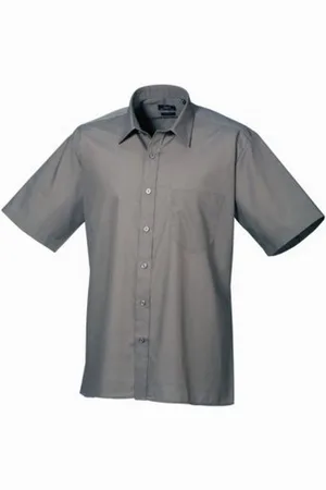 Premier Mens Short Sleeve Poplin Shirt (Dark ) - Size 19 inch