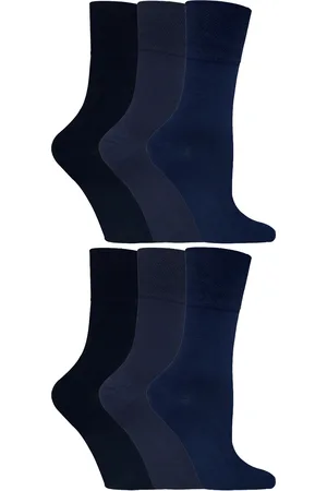 Gentle Grip Womens - 6 Pairs of Ladies Diabetic Sock with Honey Comb Top and Hand linked Toe Seams - Dark 37 Cotton - Size UK 4-8
