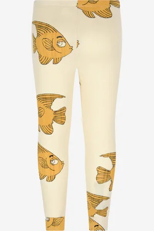 Mini Rodini Childrens Unisex Kids Cotton Fish Print Leggings - - Size 0-3M