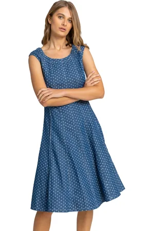 Roman Womens Spot Print Top Stitch Skater Dress - - Size 10 UK