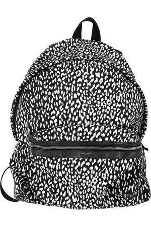 Saint Laurent Pre-owned Mens Hunter Leopard Print Backpack in Black and White Canvas - - One Size