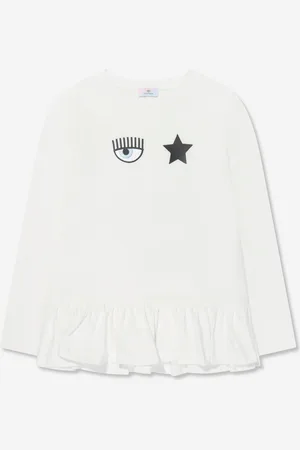 Chiara Ferragni Girls Long Sleeve T-Shirt in White - - Size 8Y