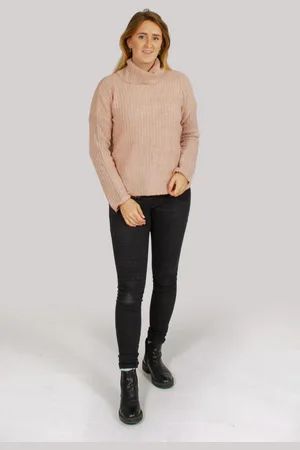 Brave Soul Womens Cowl Roll Neck Ribbed Jumper - - Size Small