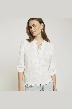 River Island Womens Smock Top Embroidered - Size 8 UK
