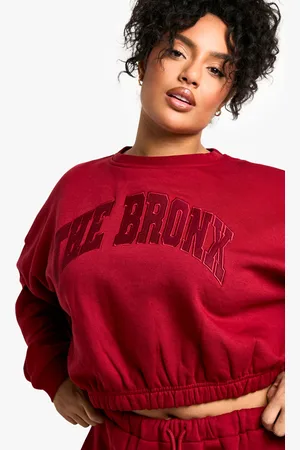 Boohoo Womens Plus Bronx Applique Elasticated Hem Sweatshirt - Cotton - Size 18 UK