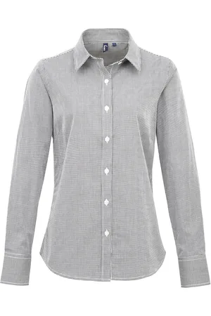 Premier Womens/Ladies Gingham Long-Sleeved Shirt ( /White) - Size 12 UK