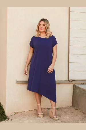 Live Unlimited London Womens Navy Jersey Asymmetric Dress - - Size 24 UK