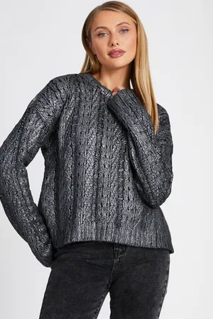 Quiz Womens Metallic Cable Knit Jumper - Size Small