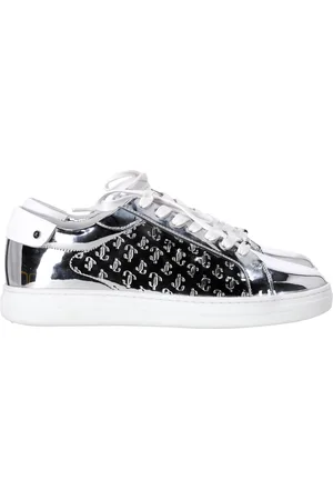 Jimmy Choo Pre-owned Womens Rome/F Monogram Sneakers in Metallic Leather - Size 39.5 EU/IT
