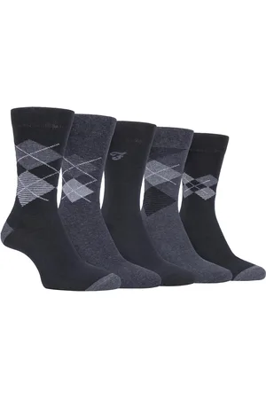 Farah 5 Pack Mens Thin Breathable Classic Argyle Patterned Soft Top Cotton Dress Socks - FCS270BLKCHA (Argyle) - - Size UK 6-11